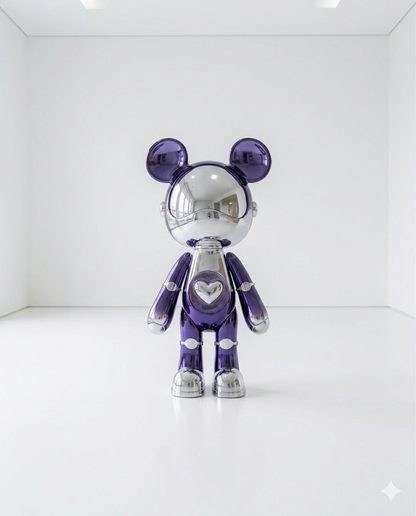 Modern Art Sculpture - Sapphire Blue & Chrome Articulated Figure - Premium Gift