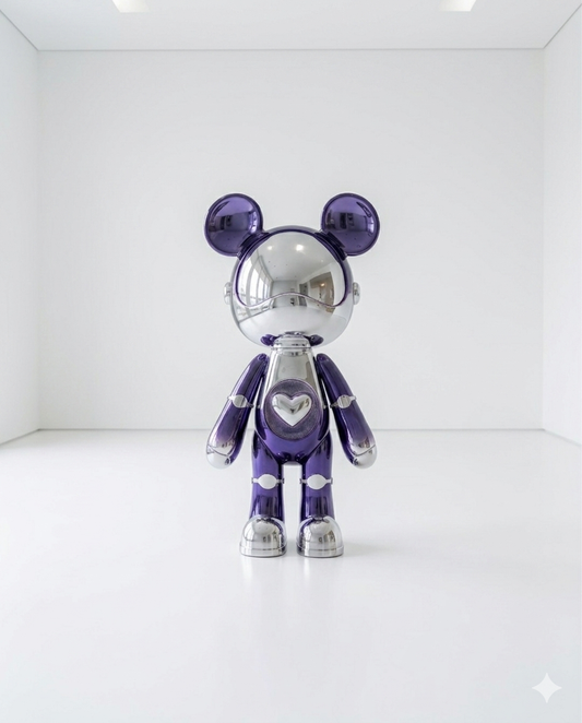 Modern Art Sculpture - Sapphire Blue & Chrome Articulated Figure - Premium Gift