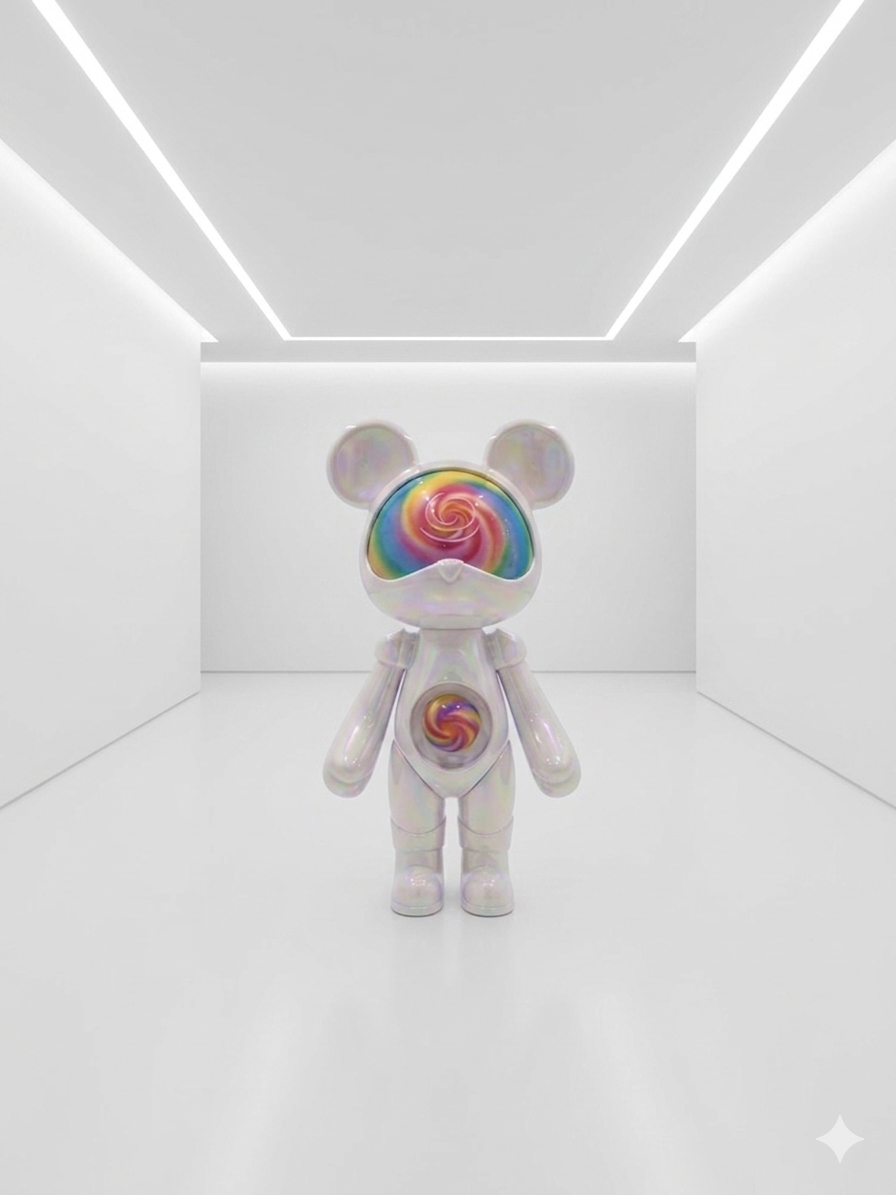Modern Iridescent White Bear Art Sculpture - Rainbow Acrylic Home Decor Figurine