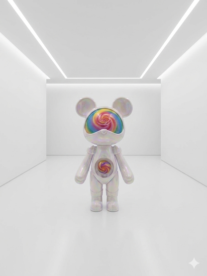 Modern Iridescent White Bear Art Sculpture - Rainbow Acrylic Home Decor Figurine