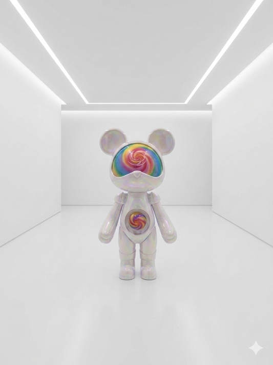 Modern Iridescent White Bear Art Sculpture - Rainbow Acrylic Home Decor Figurine