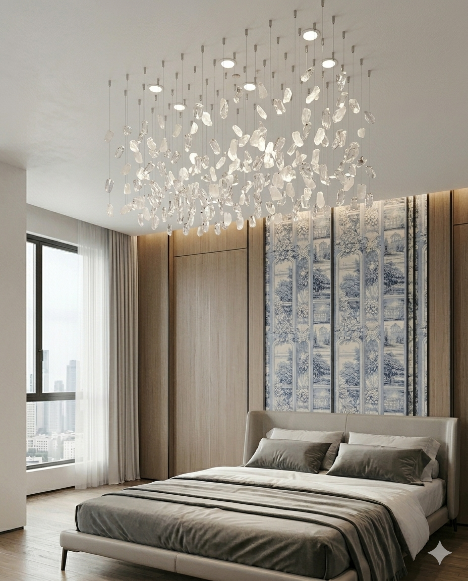 Modern Rectangular Crystal Chandelier for Dining Room - 1 Meter LED