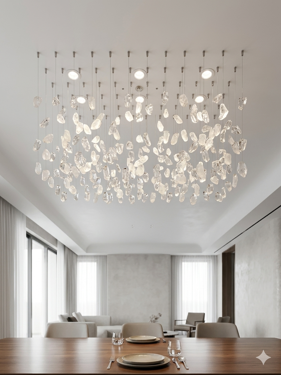 Modern Rectangular Crystal Chandelier for Dining Room - 1 Meter LED