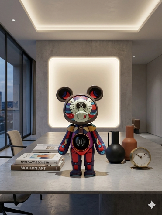 Luxury Multicolor Acrylic Bear Sculpture – Artistic Designer Statement Piece for Modern Décor & Gifts