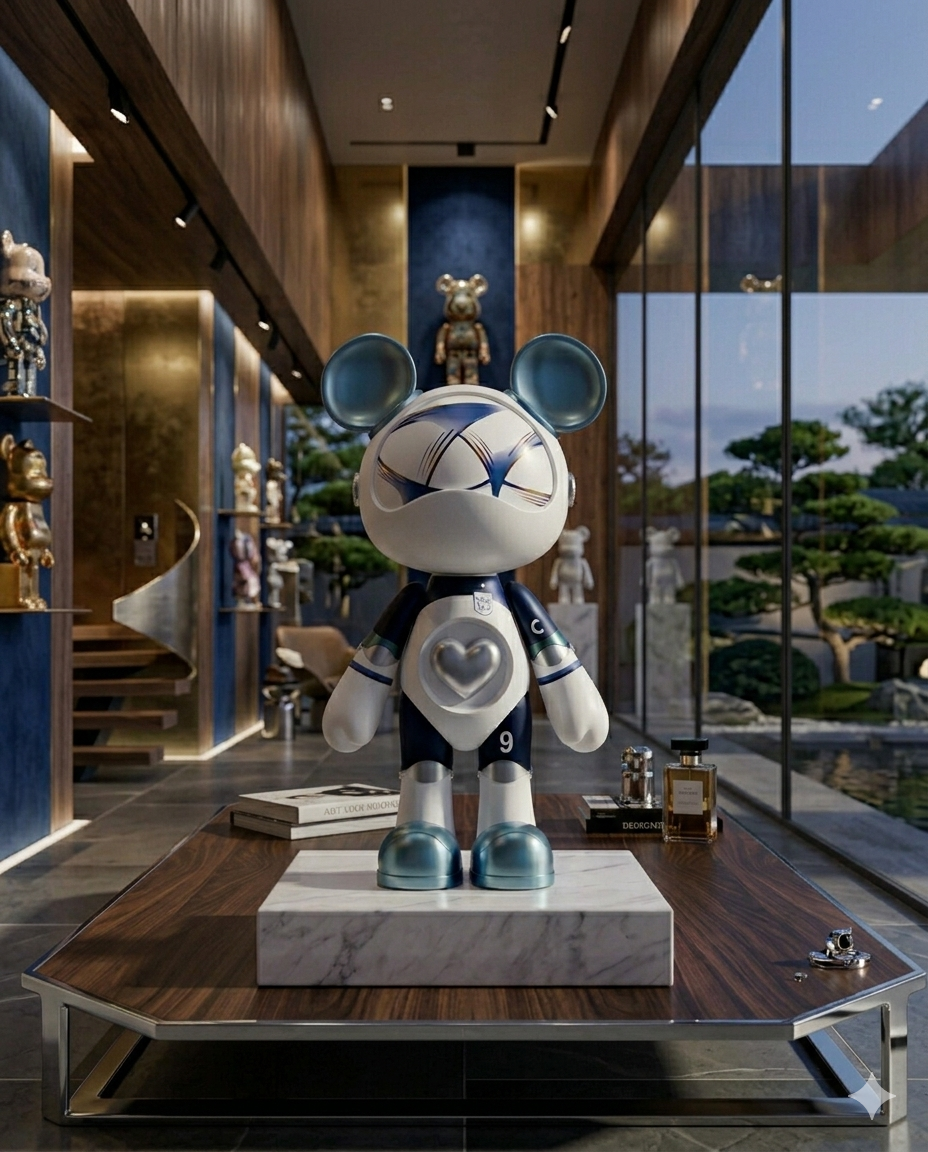 Trending Luxury Gift White & Blue Acrylic Bear Sculpture – Modern Designer Home Décor