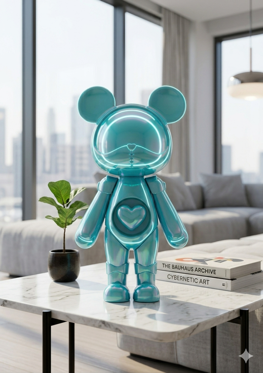 Trending Luxury Gift Metallic Teal Acrylic Bear Sculpture – Modern Designer Home Décor