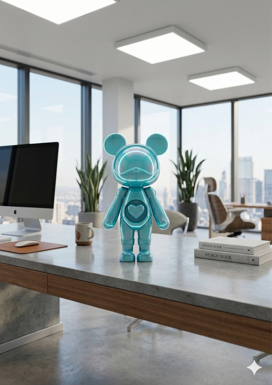 Trending Luxury Gift Metallic Teal Acrylic Bear Sculpture – Modern Designer Home Décor