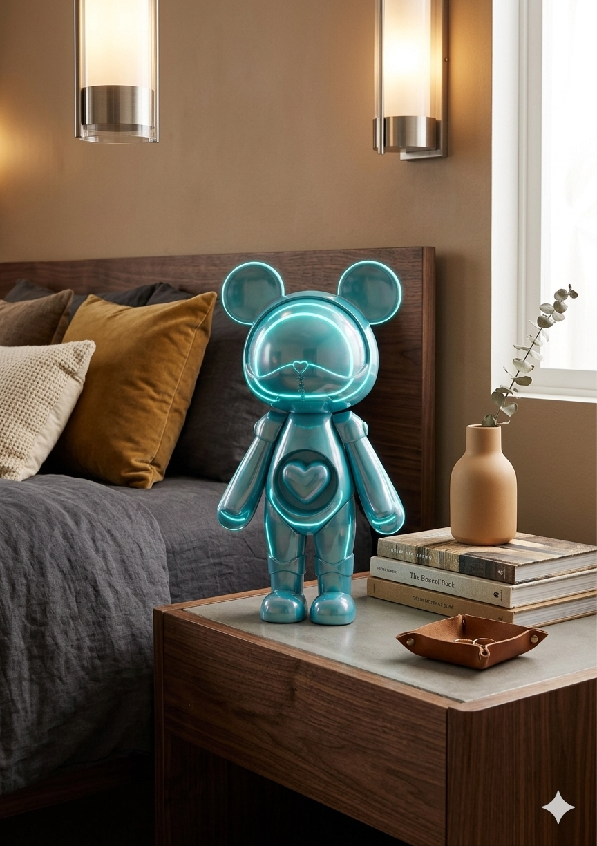 Trending Luxury Gift Metallic Teal Acrylic Bear Sculpture – Modern Designer Home Décor