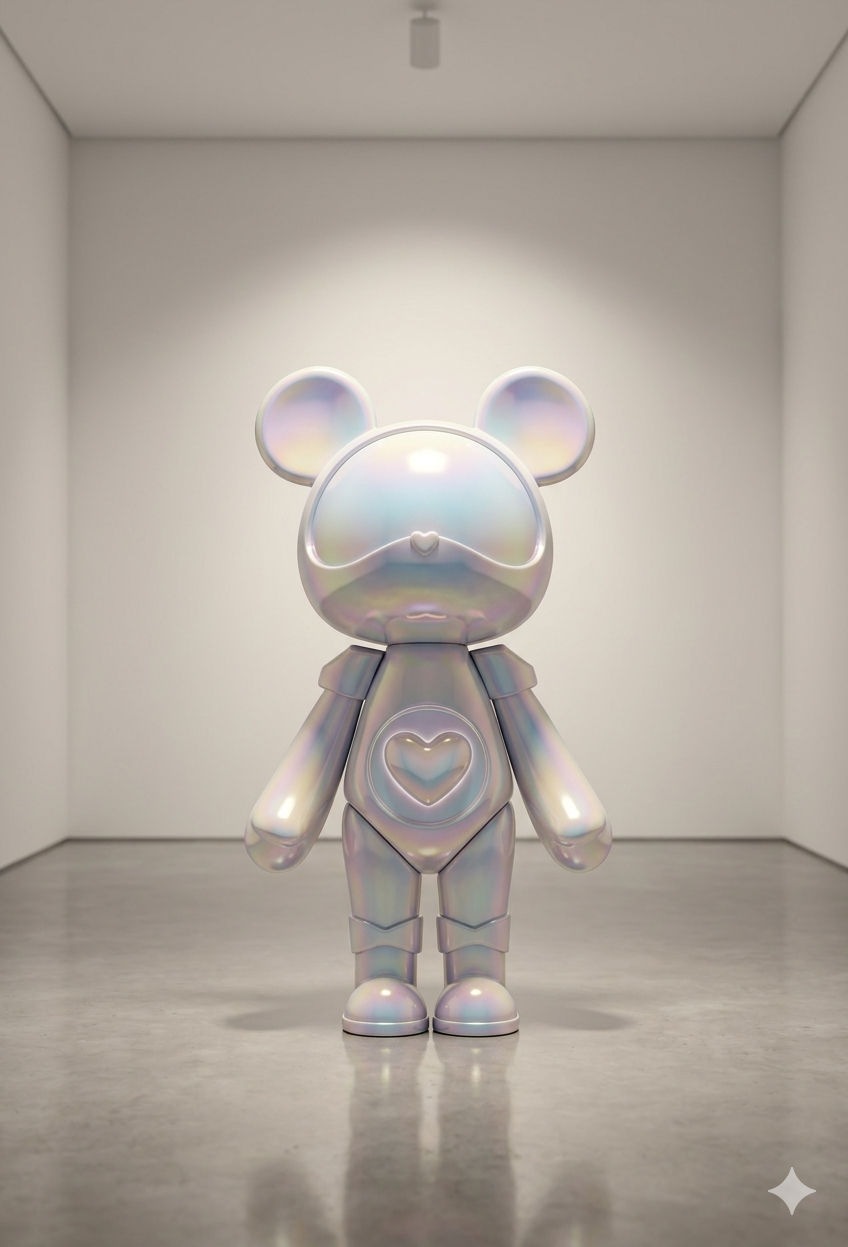 Trending Luxury Gift Pearl White Iridescent Acrylic Bear Sculpture – Modern Designer Home Décor