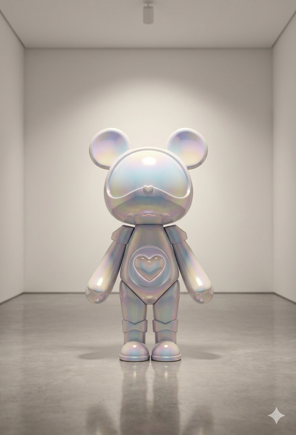 Trending Luxury Gift Pearl White Iridescent Acrylic Bear Sculpture – Modern Designer Home Décor