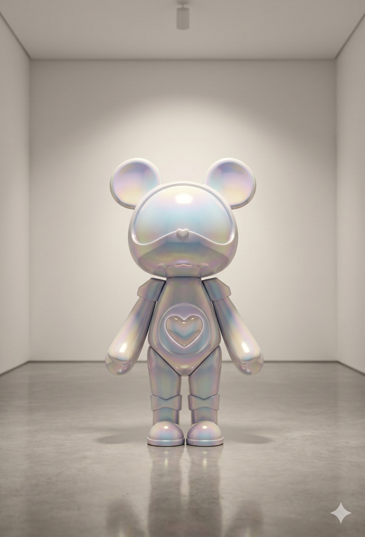 Trending Luxury Gift Pearl White Iridescent Acrylic Bear Sculpture – Modern Designer Home Décor
