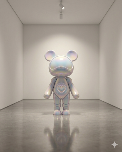Trending Luxury Gift Pearl White Iridescent Acrylic Bear Sculpture – Modern Designer Home Décor