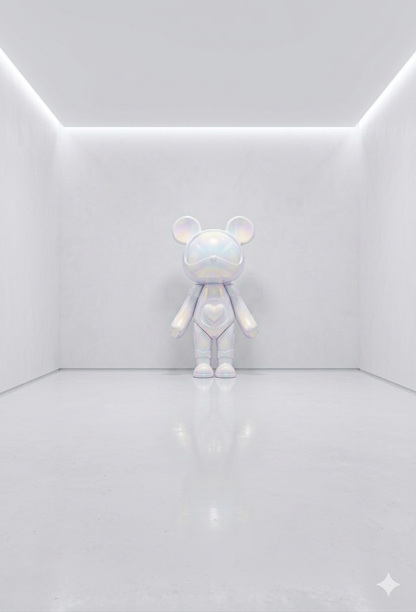 Trending Luxury Gift Pearl White Iridescent Acrylic Bear Sculpture – Modern Designer Home Décor