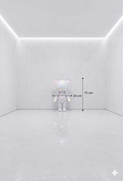 Trending Luxury Gift Pearl White Iridescent Acrylic Bear Sculpture – Modern Designer Home Décor