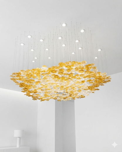 Luxury Orange Glass Cloud Chandelier – Custom Modern Round Ceiling Light for Villas & Hotel Interiors