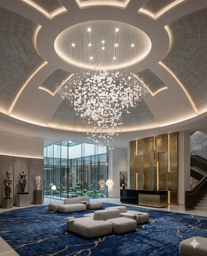 Custom TrendingLuxury Clear Crystal Stone Chandelier – Custom Round Hanging Light for Double Height Ceiling