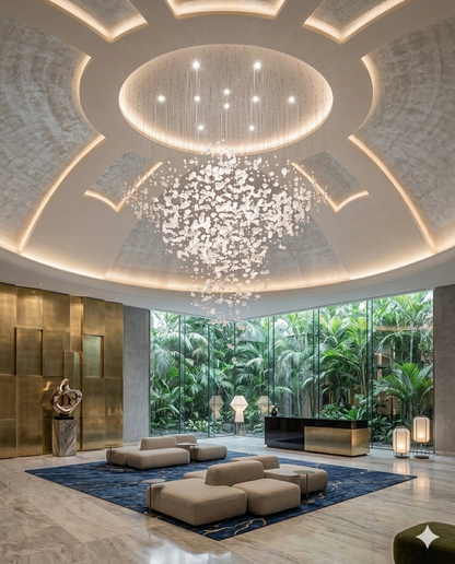 Custom TrendingLuxury Clear Crystal Stone Chandelier – Custom Round Hanging Light for Double Height Ceiling