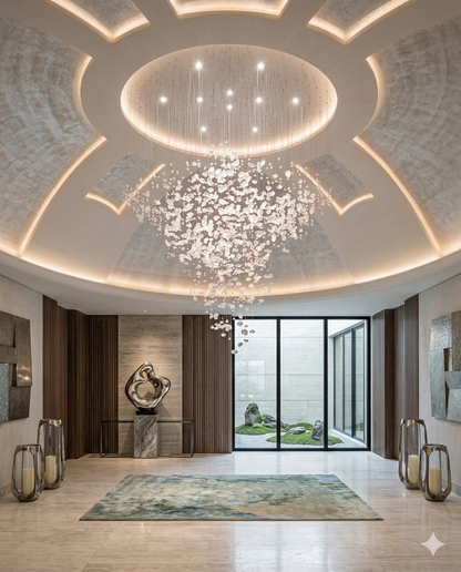 Custom TrendingLuxury Clear Crystal Stone Chandelier – Custom Round Hanging Light for Double Height Ceiling