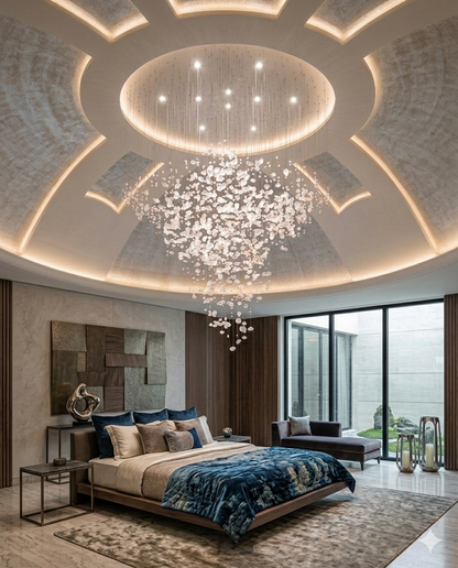 Custom TrendingLuxury Clear Crystal Stone Chandelier – Custom Round Hanging Light for Double Height Ceiling
