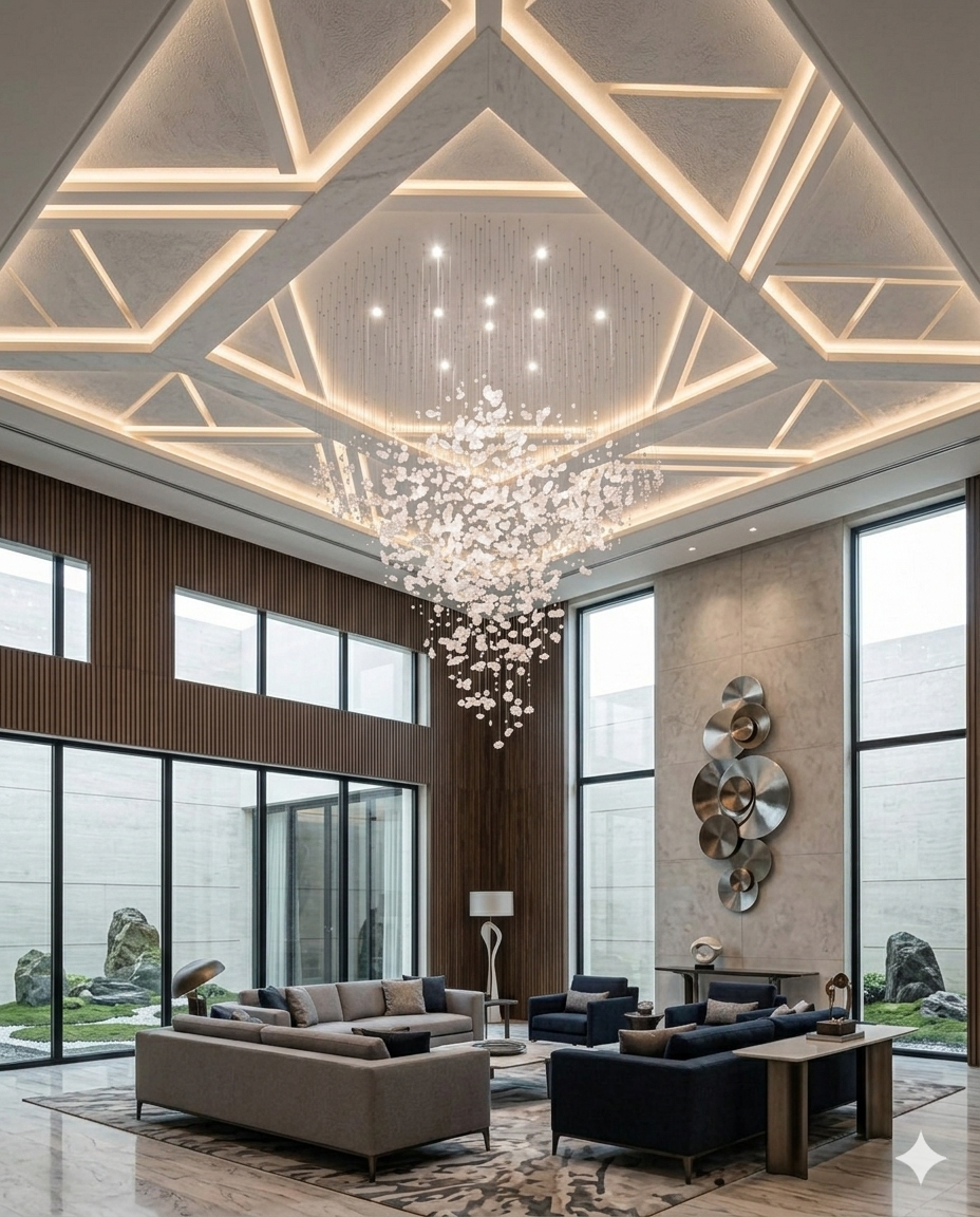 Custom TrendingLuxury Clear Crystal Stone Chandelier – Custom Round Hanging Light for Double Height Ceiling