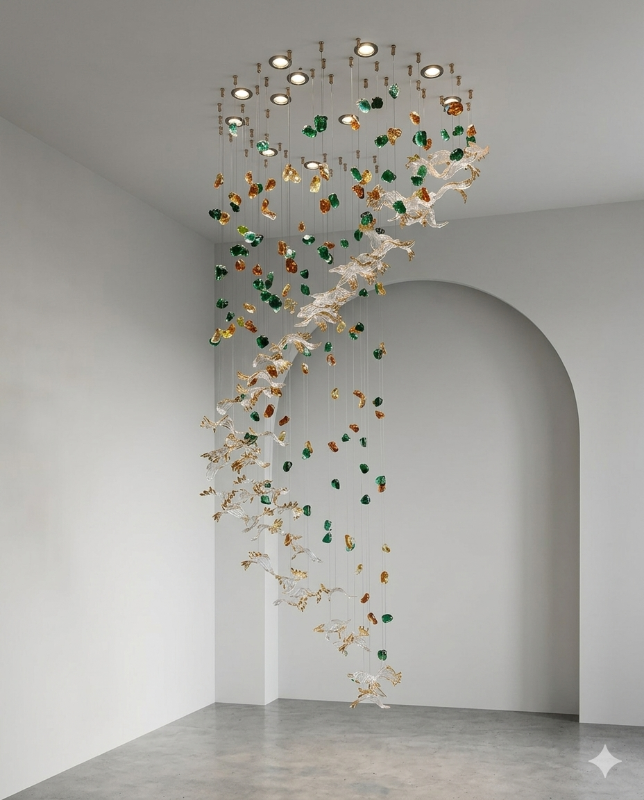 Modern Trending Custom Spiral Glass Art Chandelier