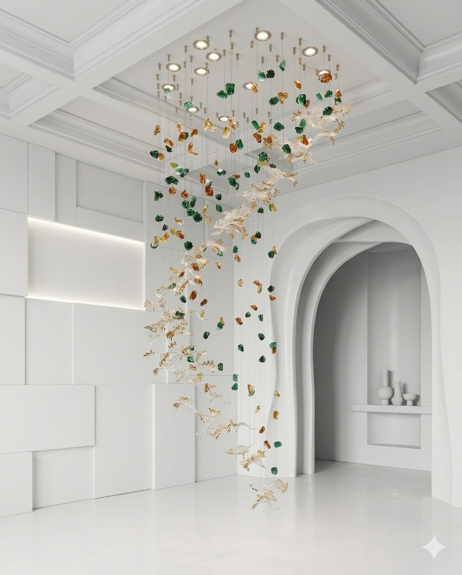 Modern Trending Custom Spiral Glass Art Chandelier