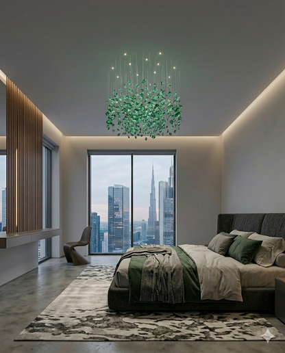 Green stone Cluster Chandelier – Round 60cm – Customizable Luxury lighting