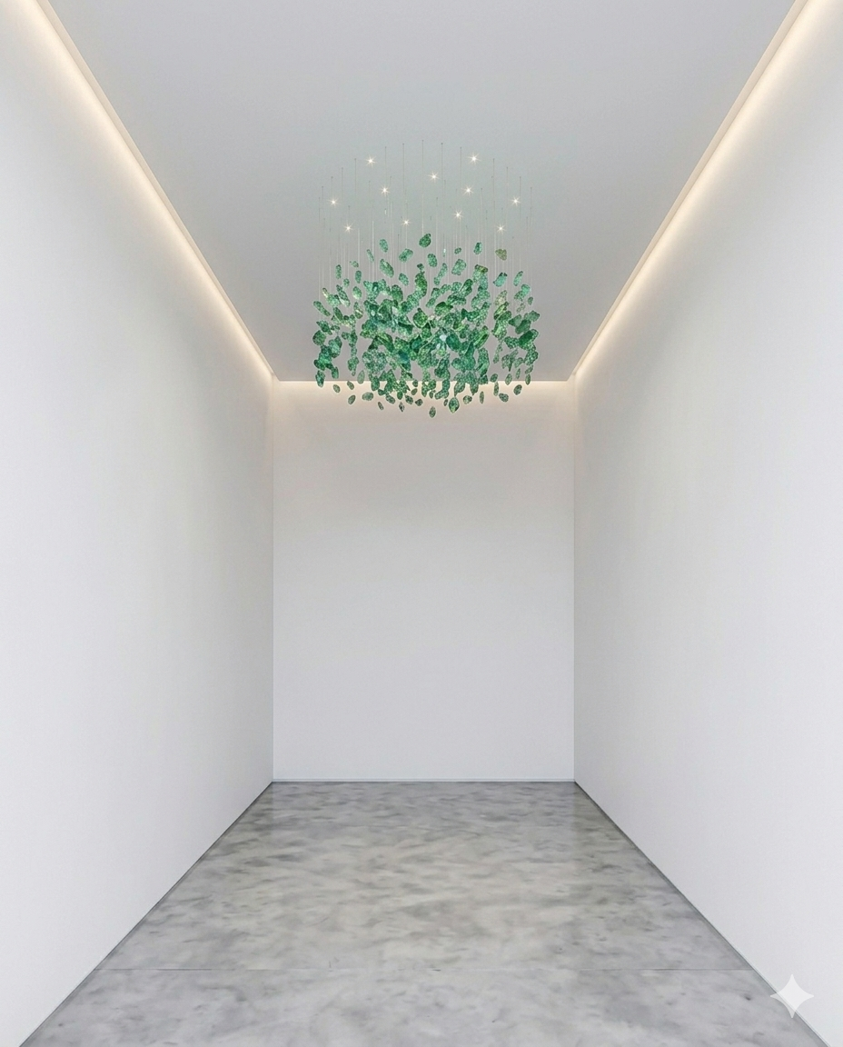 Green stone Cluster Chandelier – Round 60cm – Customizable Luxury lighting