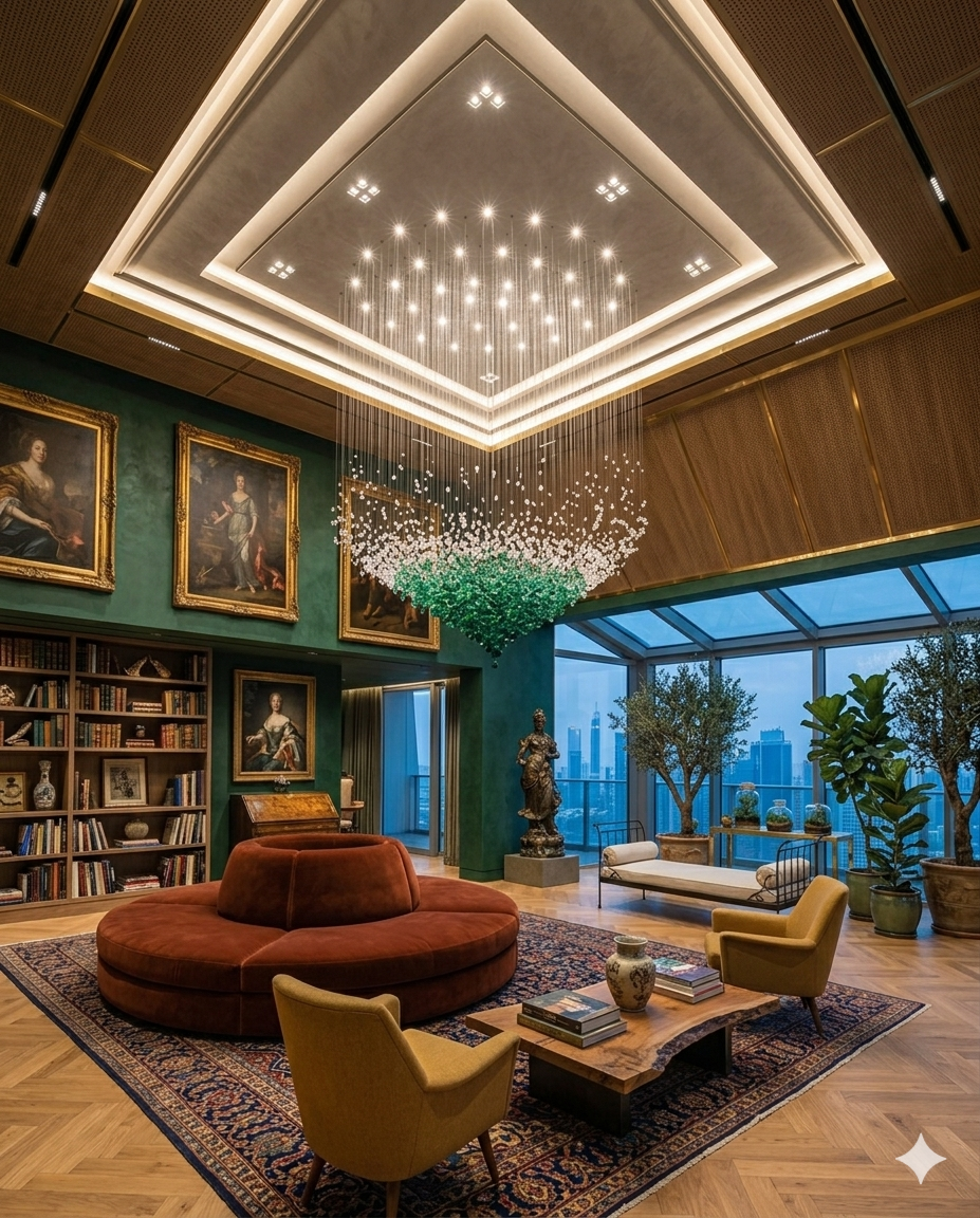 Luxury White & Green Crystal Stone Chandelier – Custom Double Height Staircase Light for Modern Villas & Hotel Lobby