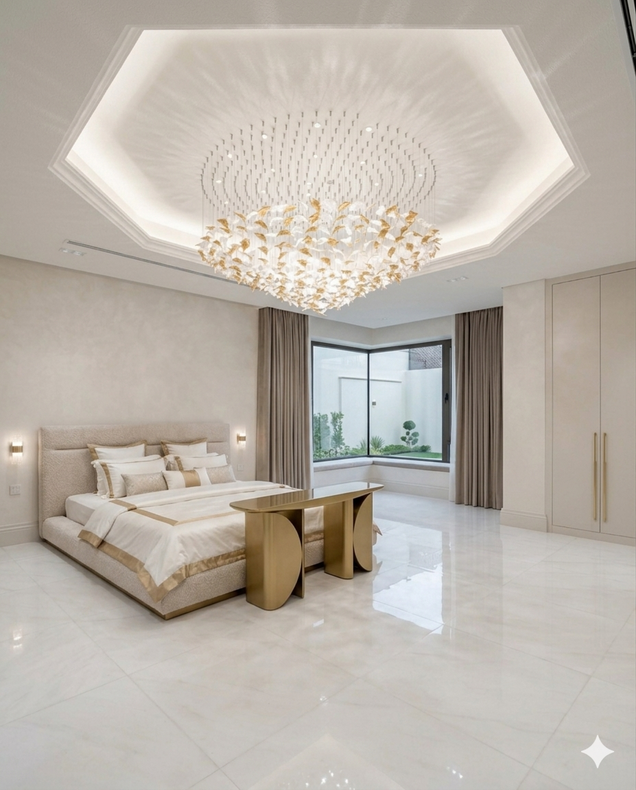 Orange & White Glass Chandelier – Custom Round Modern Ceiling Light for Villas & Luxury Interiors