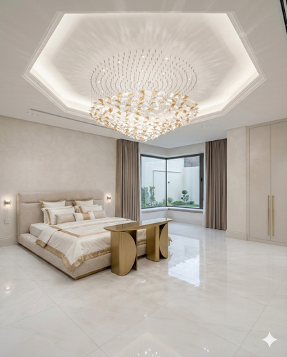Orange & White Glass Chandelier – Custom Round Modern Ceiling Light for Villas & Luxury Interiors