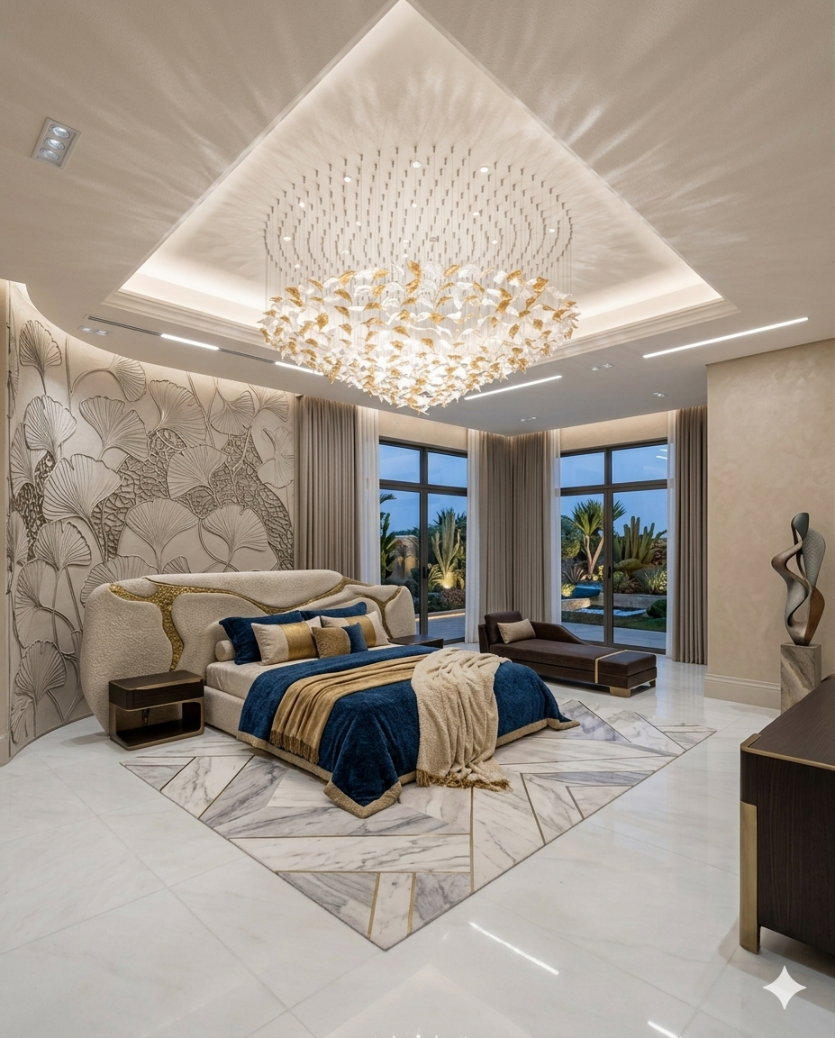 Orange & White Glass Chandelier – Custom Round Modern Ceiling Light for Villas & Luxury Interiors