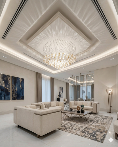 Orange & White Glass Chandelier – Custom Round Modern Ceiling Light for Villas & Luxury Interiors
