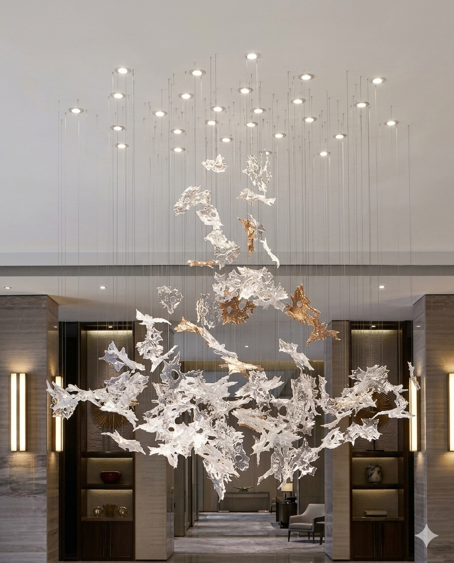 Custom Modern Leaf Drop Hanging Light for Ceiling
