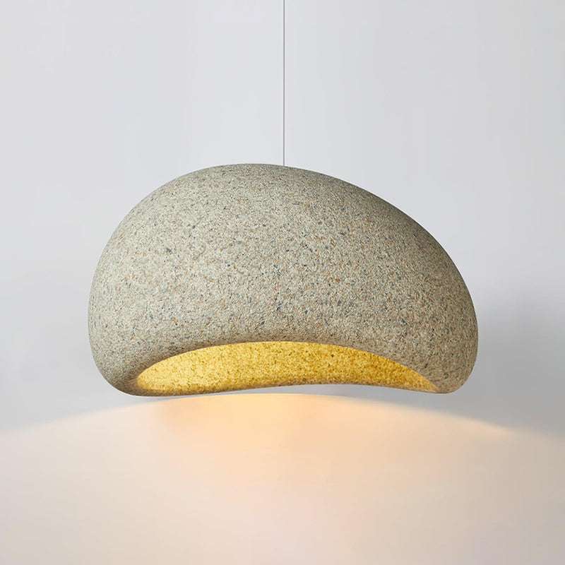 Japanese Dome Art Hanging Lamp – Wabi-Sabi Resin Pendant Light for Kitchen Island, Dining Room & Living Space
