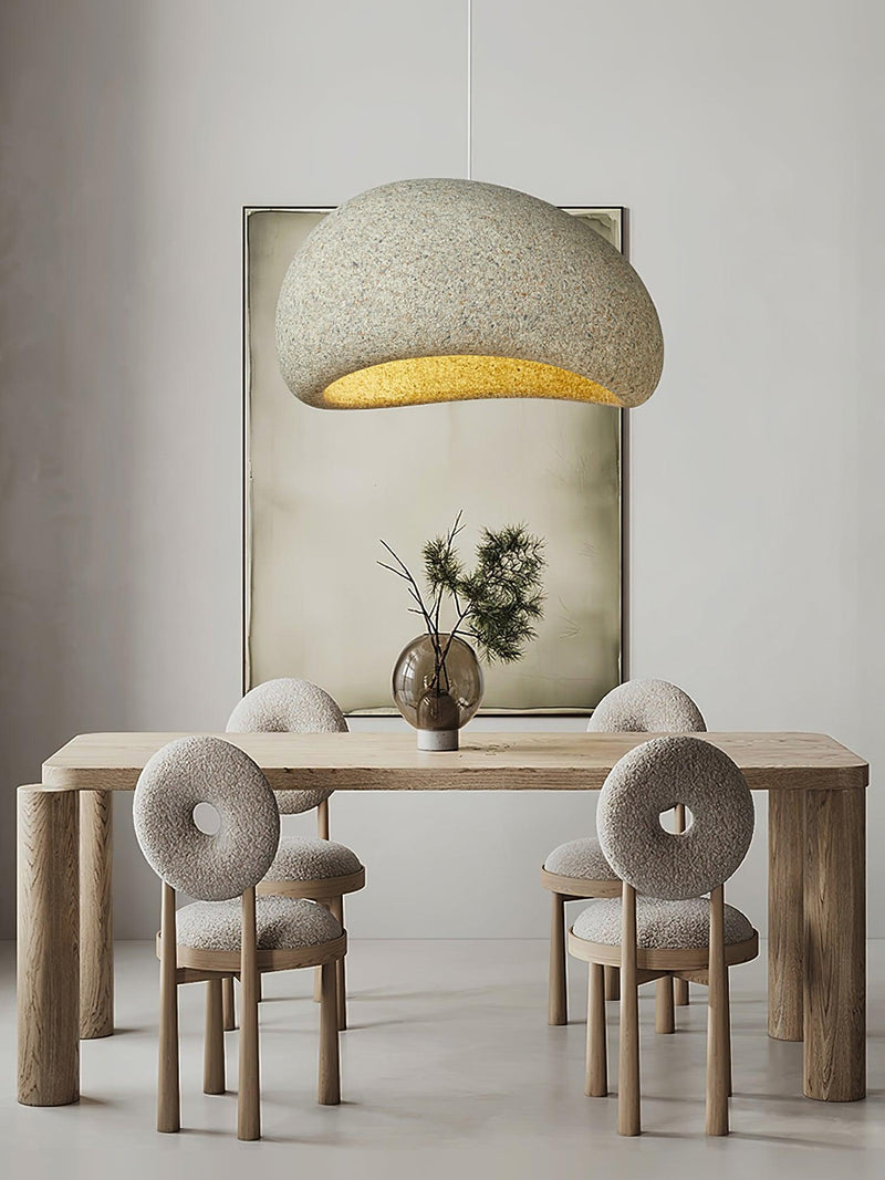 Japanese Dome Art Hanging Lamp – Wabi-Sabi Resin Pendant Light for Kitchen Island, Dining Room & Living Space