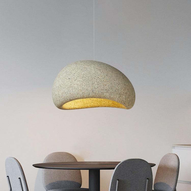 Japanese Dome Art Hanging Lamp – Wabi-Sabi Resin Pendant Light for Kitchen Island, Dining Room & Living Space