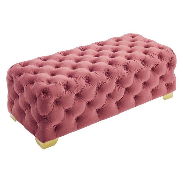 Luxury Tufted Velvet Ottoman Bench – Modern Upholstered Footrest Stool