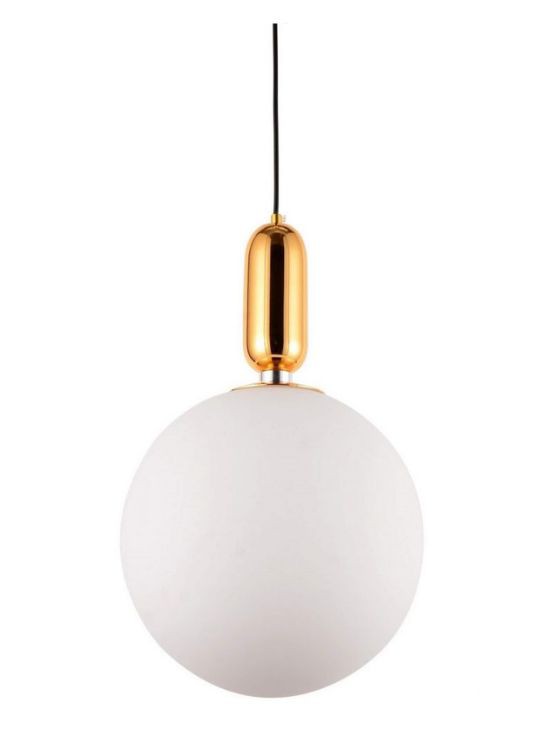 Minimalist Gold Globe Pendant Light – Frosted White Glass Kitchen Island Lamp