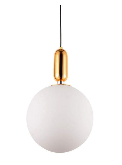 Minimalist Gold Globe Pendant Light – Frosted White Glass Kitchen Island Lamp