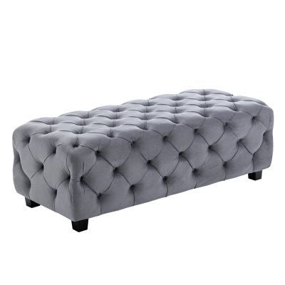 Luxury Tufted Velvet Ottoman Bench – Modern Upholstered Footrest Stool