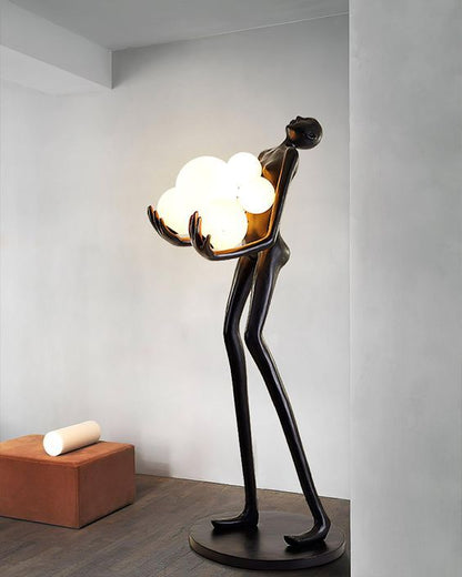 Sculpture Floor Lamp with Globe Lights