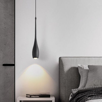 Modern Teardrop Pendant Light – Minimalist Black Hanging Bedside Ceiling Lamp