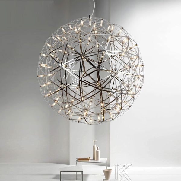 Modern Spark Ball LED Chandelier – Gold Chrome Firework Sphere Light