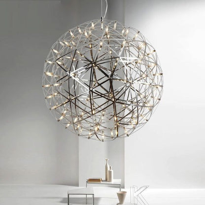 Modern Spark Ball LED Chandelier – Gold Chrome Firework Sphere Light