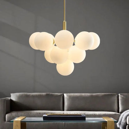Milky Glass Cluster Bubble Chandelier – 13-Head Luxury Modern Pendant