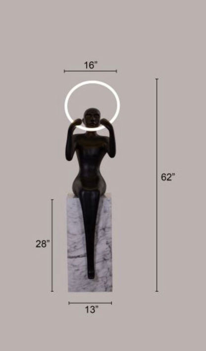 Lovera Marble Base LED Floor Lamp – Black Resin Shade Standing Light for Living Room, Home Decor & Luxury Interiors