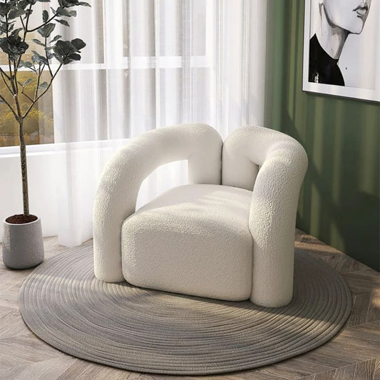 Cloud White Cashmere Lounge Chair – Luxury Single Sofa Chair for Living Room