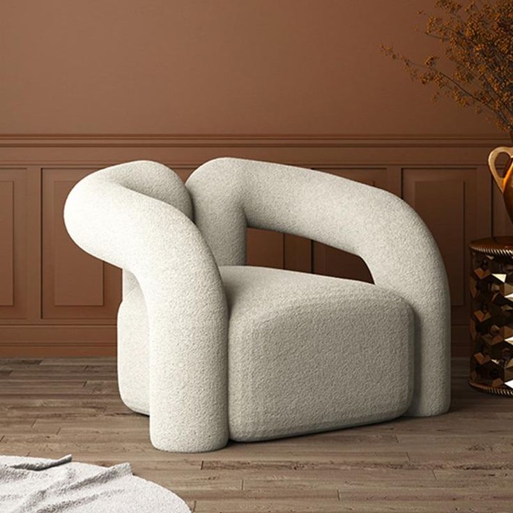 Cloud White Cashmere Lounge Chair – Luxury Single Sofa Chair for Living Room