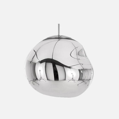 Melt Lava Mirror-Finish LED Pendant – Contemporary Molten Glass Art (Silver)